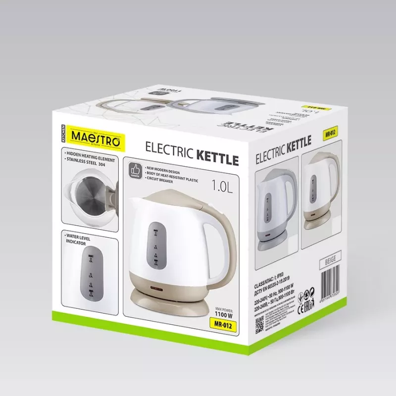 MEO MR-012-GREY MAESTRO Elektrinis virdulys 1L 1100W Pilkas