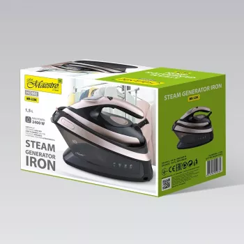 MEO MR-320C Maestro 2400W garų generatoriaus lygintuvas su keraminiu padu, 3,5 bar slėgis, 120 g/min garų stiprinimas, 1,2 L talpa