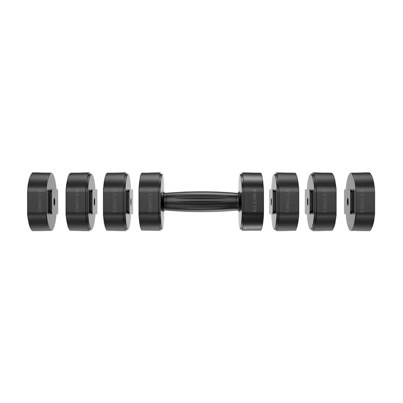 MERACH MR-2444 Reguliuojami hanteliai (2 vnt. rinkinys) - 2,5-24 kg, 15 nustatymų, sukamoji rankenėlė, juoda/raudona