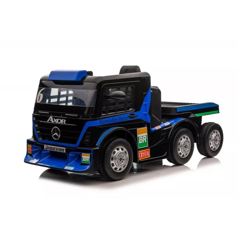 Mercedes sunkvežimis su priekaba XMX622B tamsiai mėlynas LCD baterijomis varomas žaislas