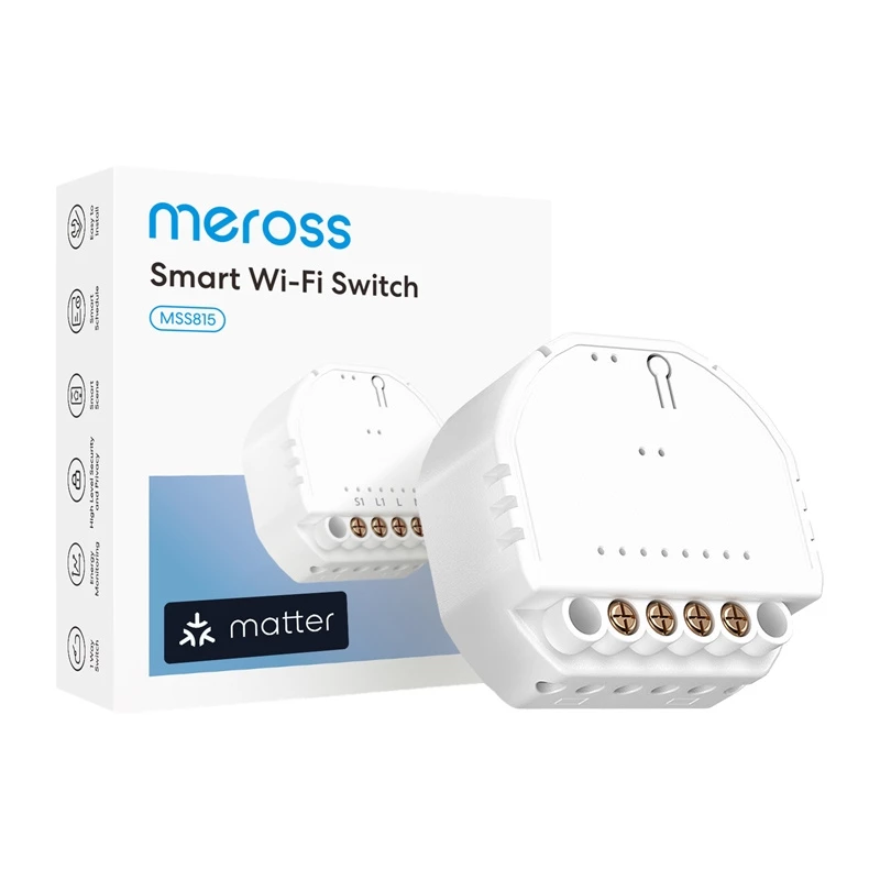 MEROSS MSS815MAQUA-UN išmanusis Wi-Fi jungiklis 4 vnt. rinkinys (2.4GHz, US kištukas, be šakotuvo)