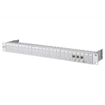 METZ CONNECT 130B11P0-E Cat6a 24 prievadų ekranuotas prievadų skydas, 1U stovo tvirtinimas, IDC be įrankių, T568A/B, 500 MHz, PoE+ 130B11P0-E-90