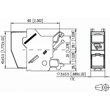 METZ CONNECT BTR E-DAT Module REG 8(8) IP20 Empty - DIN Rail duomenų modulio korpusas, 1TE, šviesiai pilka