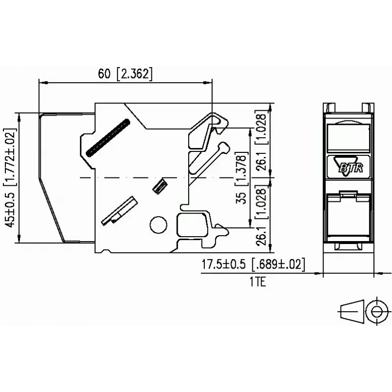 METZ CONNECT BTR E-DAT Module REG 8(8) IP20 Empty - DIN Rail duomenų modulio korpusas, 1TE, šviesiai pilka