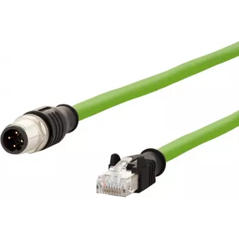 METZ CONNECT tinklo kabelis M12 (4 kontaktai) (S) į RJ-45 (M) 1,0 m 6,5 mm SF/FTP CAT 5e be halogenų, be fiksatoriaus, vytas, tinkamas grandininei sistemai, D-koduotas, žalias (142M1D15010)
