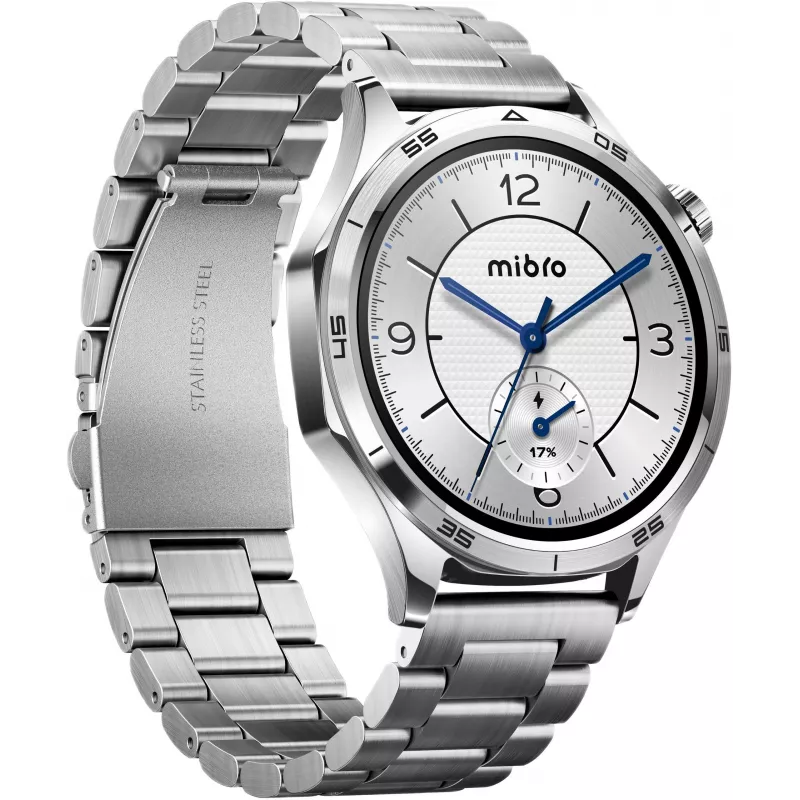 Mibro Watch GT išmanusis laikrodis su 1,75 inch HD TFT ekranu, sidabrinis (2 dirželiai įtraukti)