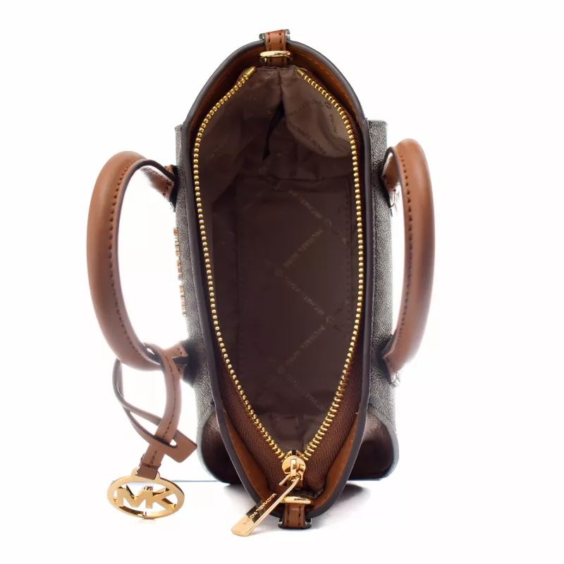 Michael Kors Jet Set Charm Oval Crossbody Bag Brown Signature Coated Canvas