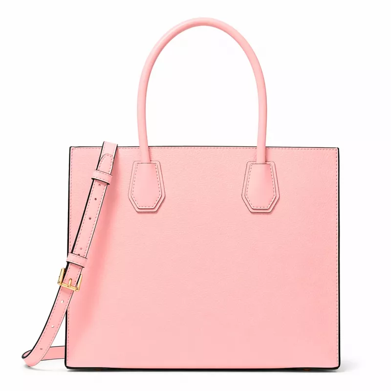 Michael Kors Greenwich Satchel Crossbody Bag for Women, Powder Blush, Saffiano Leather, 32x26x14 cm