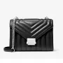 Michael Kors Jet Set Crossbody Bag Black Signature Coated Canvas 35R4SWHL6UBLA