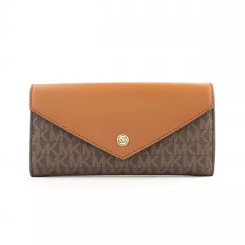 Michael Kors Jet Set Travel rudas Signature dengtos drobės portfelis-kryžminis krepšys 35F3GTVE7BBRO