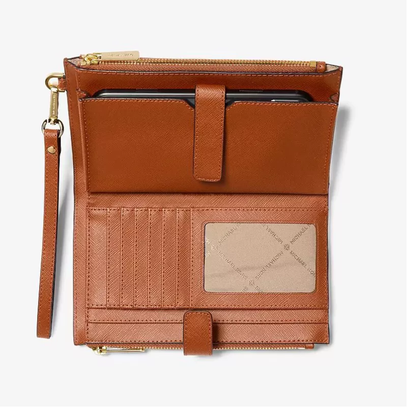 Michael Kors Jet Set Travel Continental riešinė piniginė 35F8GTVW0LLUG - Saffiano oda, lagaminų spalva, aukso tono apkaustai