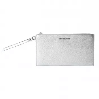 Michael Kors Jet Set Travel Crossbody Bag Silver Saffiano Leather 35F4STVW3LSIL