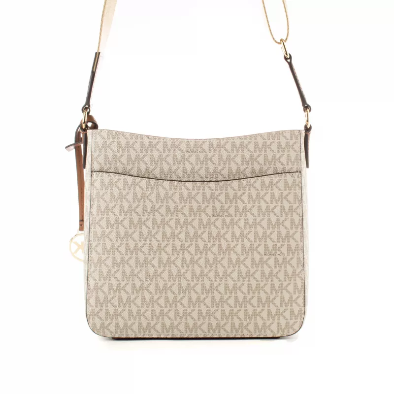Michael Kors Jet Set Travel Crossbody Bag Vanilla Signature Coated Canvas 22x20x7 cm