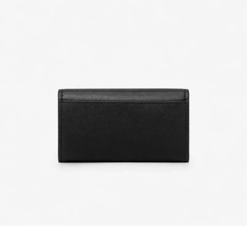 Michael Kors Jet Set Travel Saffiano Leather Card Case Coin Pouch Black Gold-Tone