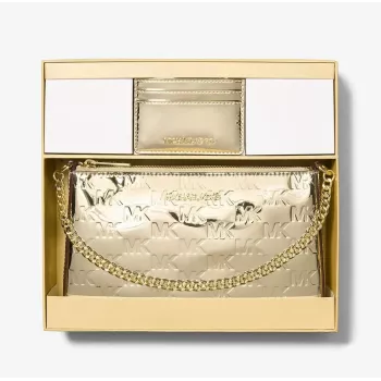 Michael Kors Jet Set Travel Tote Bag Set su pinigine - Opal Multi Signature Coated Canvas