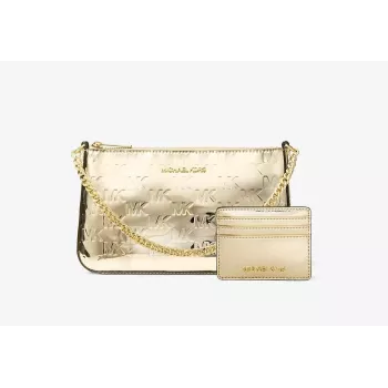 Michael Kors Jet Set Travel Tote Bag Set su pinigine - Opal Multi Signature Coated Canvas