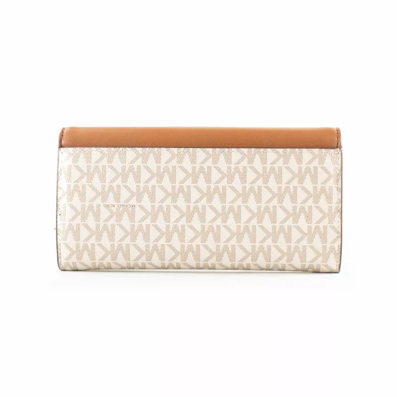 Michael Kors Jet Set Travel Vanilla Signature dengtos drobės kryžminis krepšys 35F3GTVE7BVAN