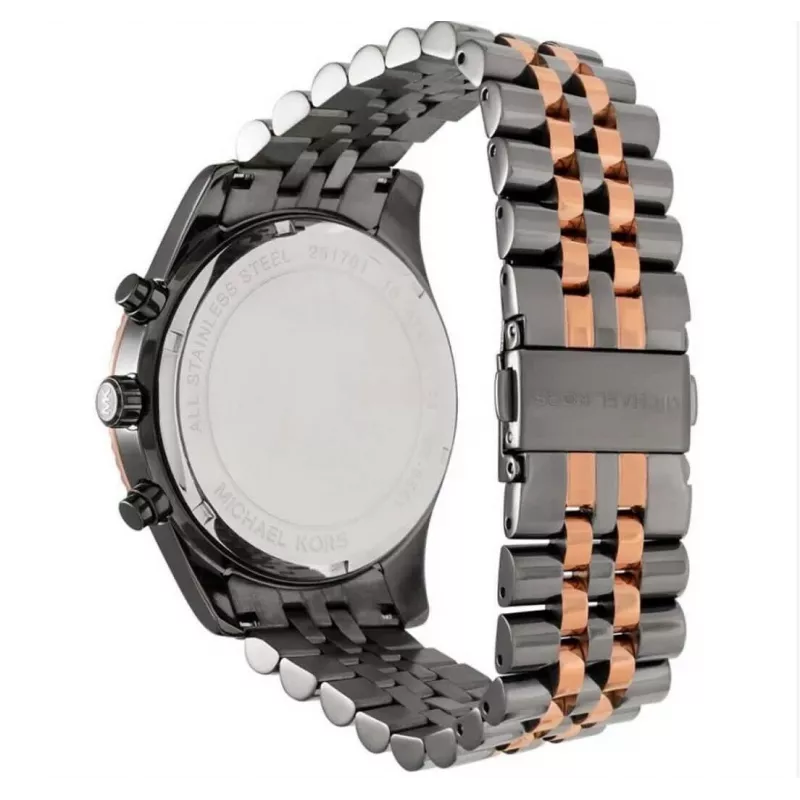 Michael Kors Lexington vyriškas kvarcinis chronografo laikrodis MK8561 45mm nerūdijančio plieno mėlynu ciferblatu