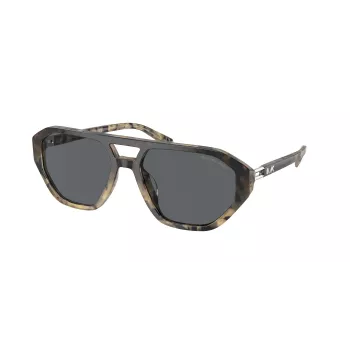Vyriški Michael Kors akiniai nuo saulės MK2219U394287 - Juodas acetatinis rėmelis, pilki polikarbonatiniai lęšiai, 57 mm
