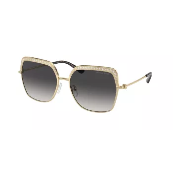 Michael Kors MK1141-10188G Moteriški akiniai nuo saulės - Juodas acetato rėmelis, pilki gradientiniai lęšiai, 57 mm