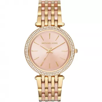 Michael Kors MK3507 Moteriškas laikrodis iš rožinio aukso spalvos nerūdijančio plieno su krištolo akcentais