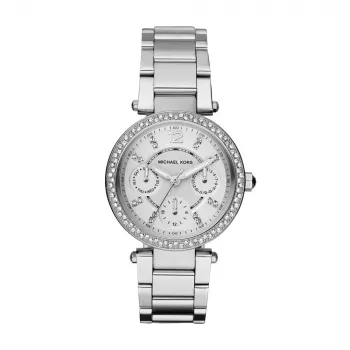 Michael Kors Parker Mini moteriškas kvarcinis chronografo laikrodis MK5615 33mm rožinio aukso nerūdijantis plienas