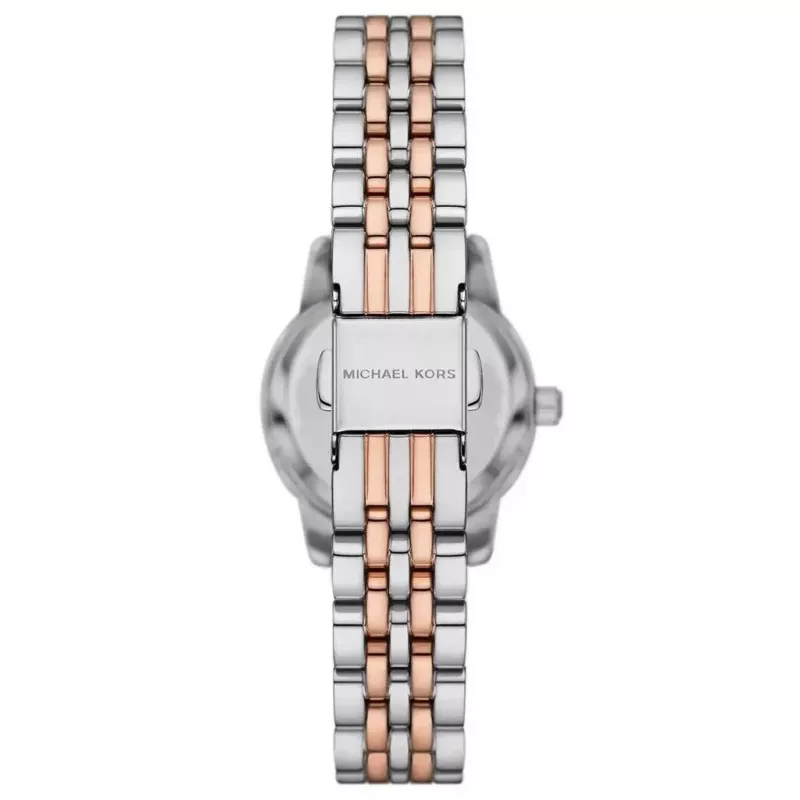 Michael Kors Pyper moteriškas kvarcinis laikrodis - 26mm nerūdijančio plieno korpusas, sidabrinis ciferblatas, sidabro spalvos apyrankė (MK4817)
