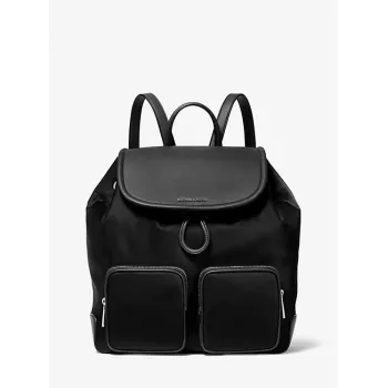 Michael Kors unisex kuprinė 30S4SRKB7CBLA – juoda grūdėta oda, viršutinis užtrauktukas, 34x35x14 cm