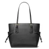 MICHAEL KORS Voyager Moteriškas juodas Crossgrain odinis tote krepšys 31x28x15 cm