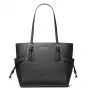 MICHAEL KORS Voyager Moteriškas juodas Crossgrain odinis tote krepšys 31x28x15 cm