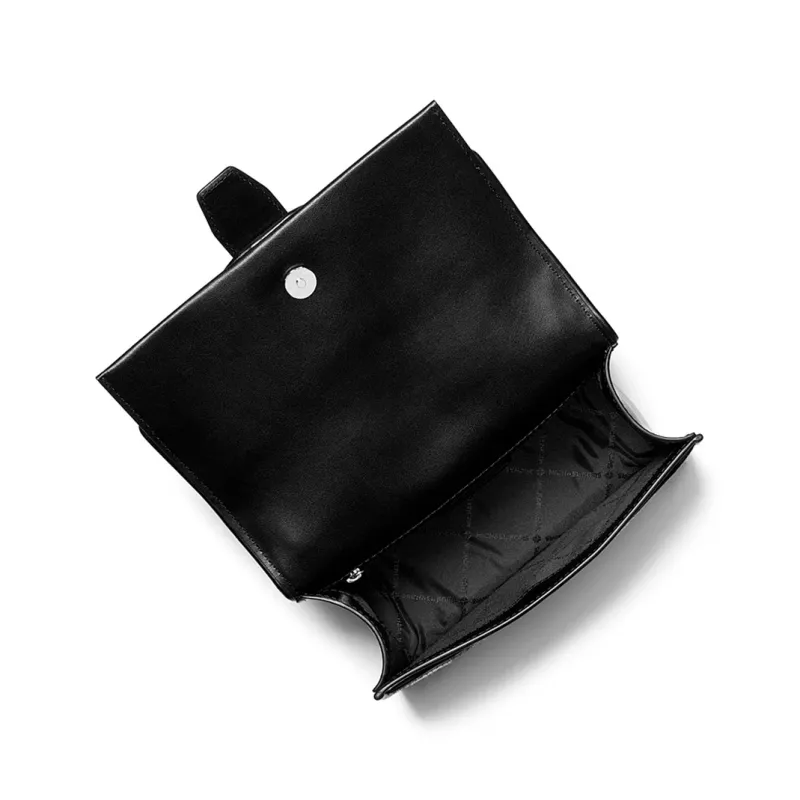 Michael Kors moteriškas kryžminis krepšys 35S5SGRC1HBLA - juoda safiano oda su aukso spalvos detalėmis (20x16x6 cm)