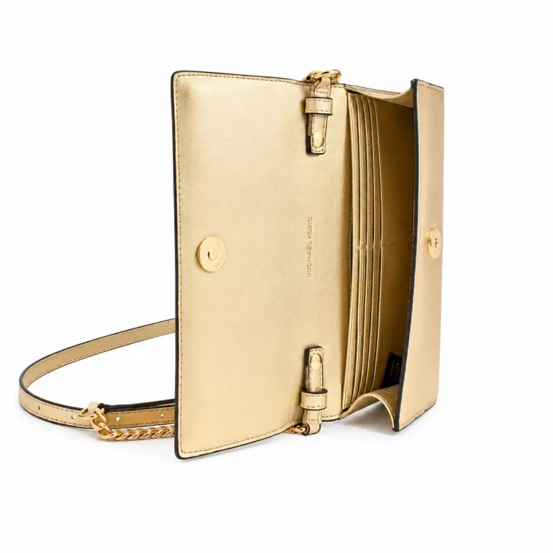 Michael Kors Women's Jet Set Charm Crossbody Bag, Signature Logo Canvas, Gold-Tone Hardware