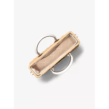 Michael Kors moteriškas Jet Set Travel crossbody krepšys 35T4G7ZC5WOPT - Signature Canvas, aukso spalvos apkaustai