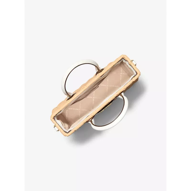 Michael Kors moteriškas Jet Set Travel crossbody krepšys 35T4G7ZC5WOPT - Signature Canvas, aukso spalvos apkaustai