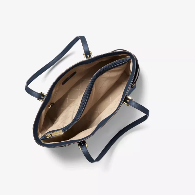 MICHAEL KORS moteriškas Jet Set Travel Saffiano odos tote krepšys Navy 35S5GV6T7LNAV
