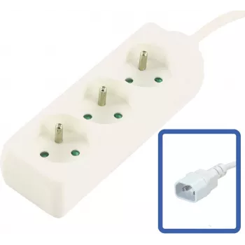 MicroConnect 3 vietų prancūziško tipo prailgintuvas su jungikliu, apsauga nuo perkrovos ir vaikų saugos sklendėmis, 1,5 m kabelis, baltas (MC-PS030150FRUPSW)
