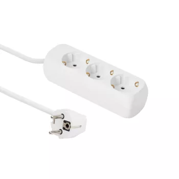 MICROCONNECT 3 krypčių Schuko lizdas 1.5m baltas