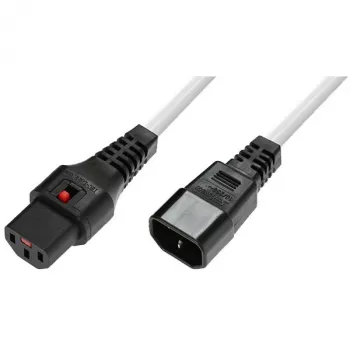 MicroConnect maitinimo laidas C13 IEC Lock į C14, 1,5 m, juodas, 10A/250V, H05VV-F 3G1.0mm² MC-C13C14LOCK-1.5MW