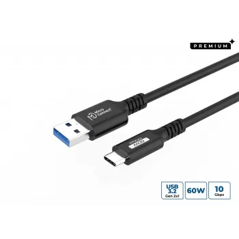 MICROCONNECT Premium USB-C į USB-A laidas (1 m, nailono pynė, 5 Gbps, juodas)