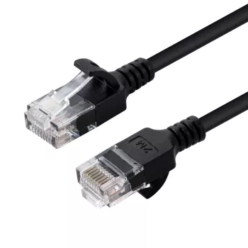 MICROCONNECT U/UTP CAT6 0.3m Juodas Plonas Ethernet Jungiamasis Kabelis