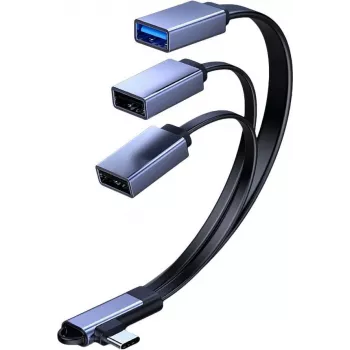 MicroConnect USB-C kampinis skirstytuvas, 3x USB-A 3.0, 0,15 m, juodas