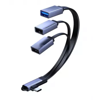 MicroConnect USB-C kampinis skirstytuvas, 3x USB-A 3.0, 0,15 m, juodas