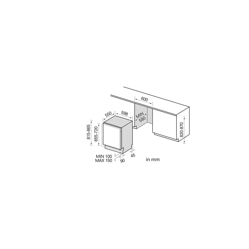 Midea MDWEB1403MB-WS įmontuojama indaplovė, 14 komplektų, C, 44 dB