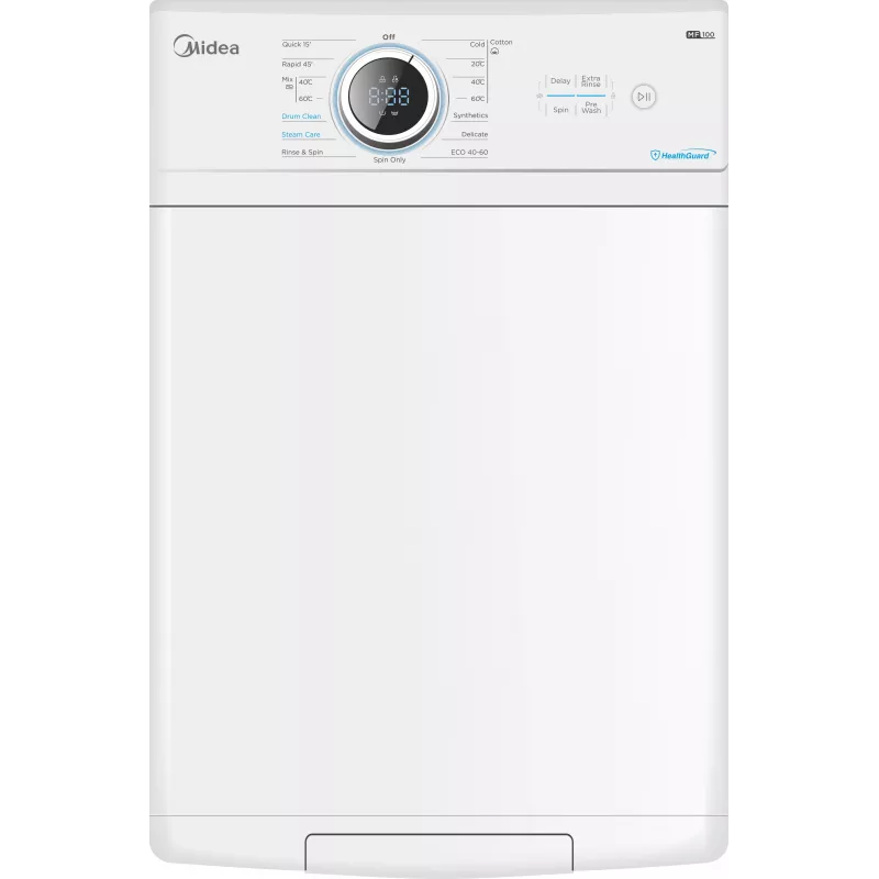 Midea MF100T70BA10/W-HR Skalbimo mašina su viršutine apkrova, 7 kg, 1200 aps./min., garų funkcija, balta