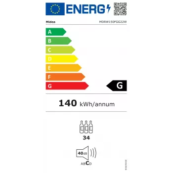 Midea vyno šaldytuvas MDRW150FGG22W laisvai pastatomas 34 buteliai juodas