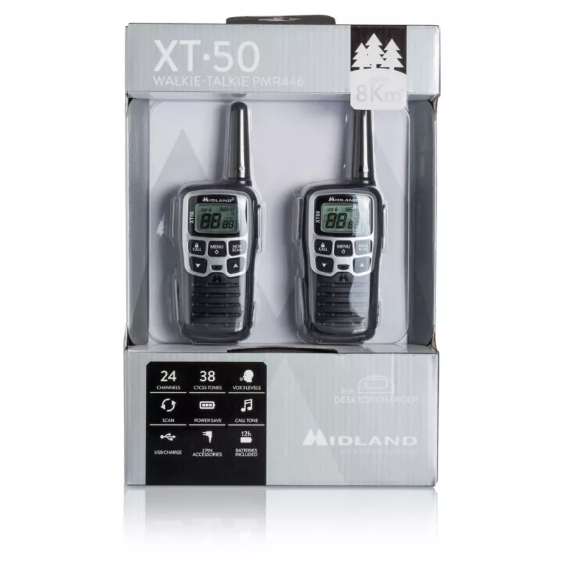 Midland XT50 2x PMR446 Nešiojama Dvipusė Radijo Stotis Pilka