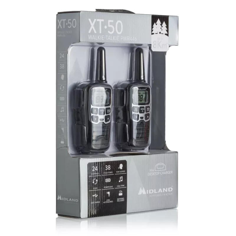 Midland XT50 2x PMR446 Nešiojama Dvipusė Radijo Stotis Pilka