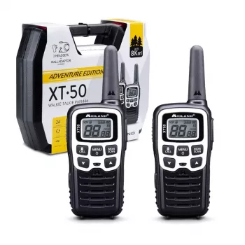 Midland XT50 Adventure Dvipusis Radijas 24 Kanalu 446.00625 - 446.09375 MHz Juoda, Pilka