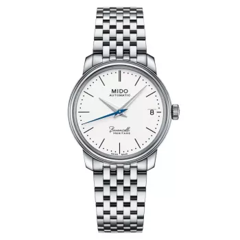 MIDO Baroncelli III Automatinis moteriškas laikrodis 33mm nerūdijantis plienas sidabrinis opalinis ciferblatas M027207110100