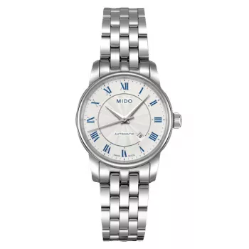 MIDO Baroncelli III moteriškas automatinis laikrodis 29mm nerūdijančio plieno sidabrinis ciferblatas M76004211
